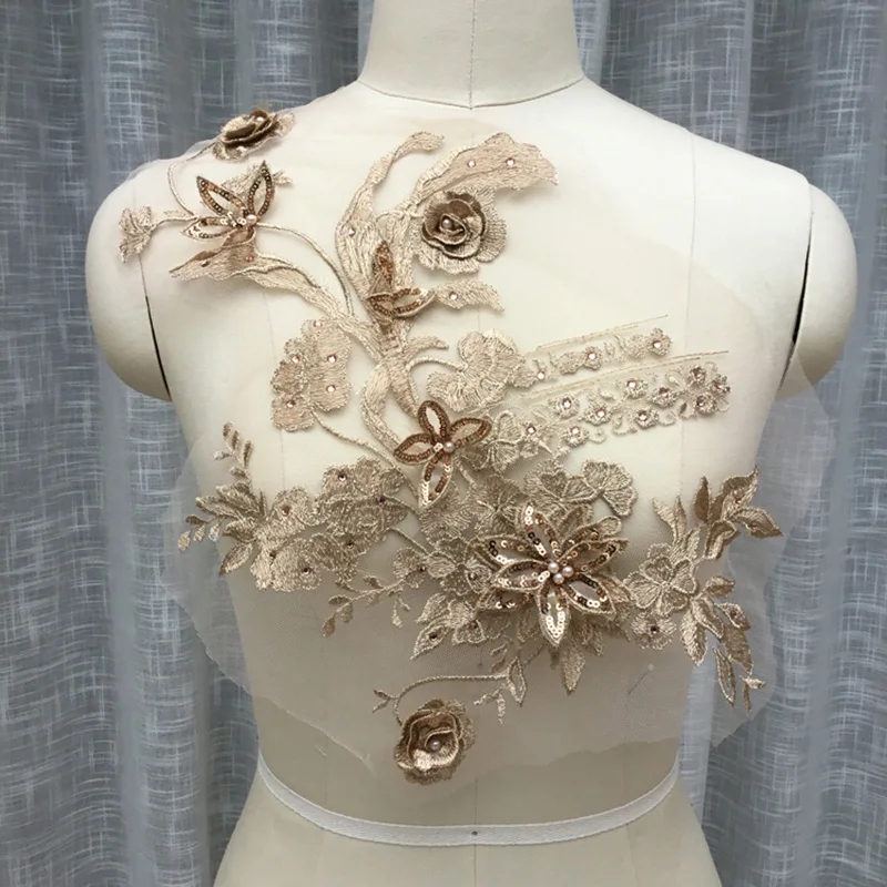 

4 шт., 3D цветы, кружевные аппликации, вышитая аппликация, сделай сам, высококачественные аксессуары для свадебного платья для шитья, украшения костюма