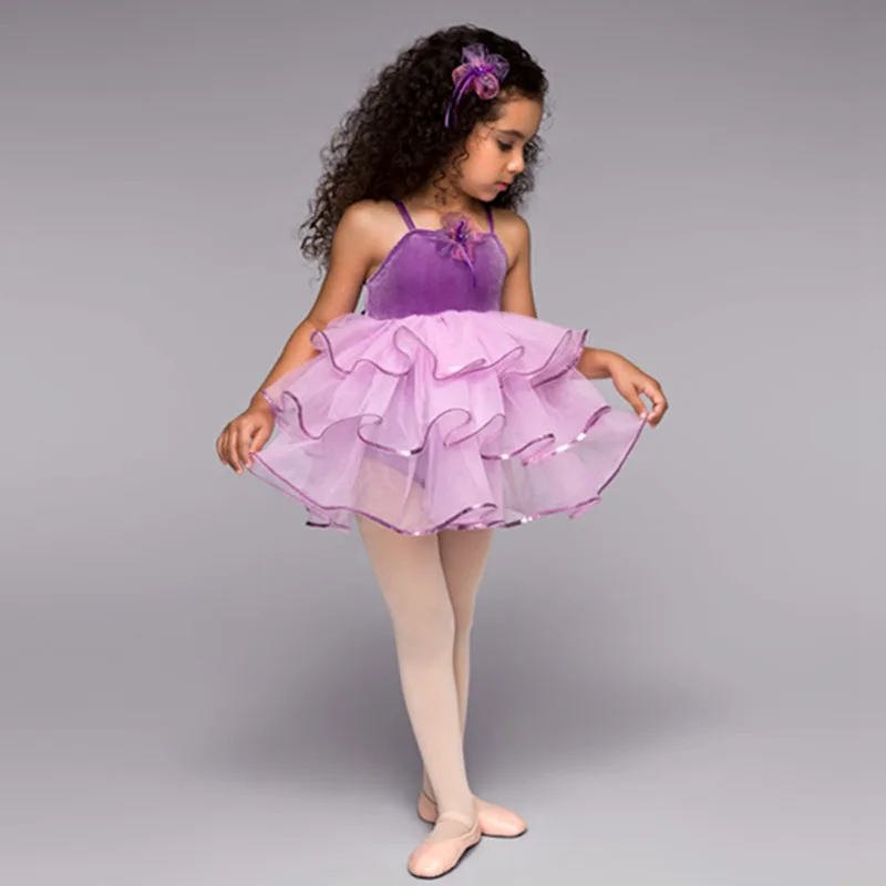 New Girls Kids Dancewear Ballet Tutu Dresses Casual Sleeveless Acrylic Violet Princess Dress Dance Wear Clothes B-2420