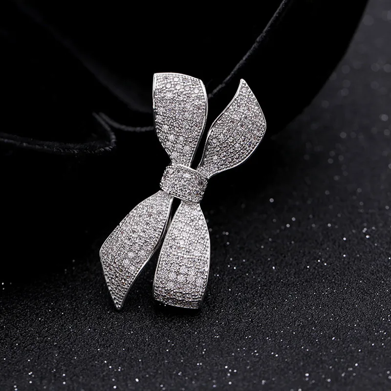 FXLRY New Arrive Romantic Fashion Women White AAA Cubic Zircon Butterfly Brooches Sweater Coat Accessories