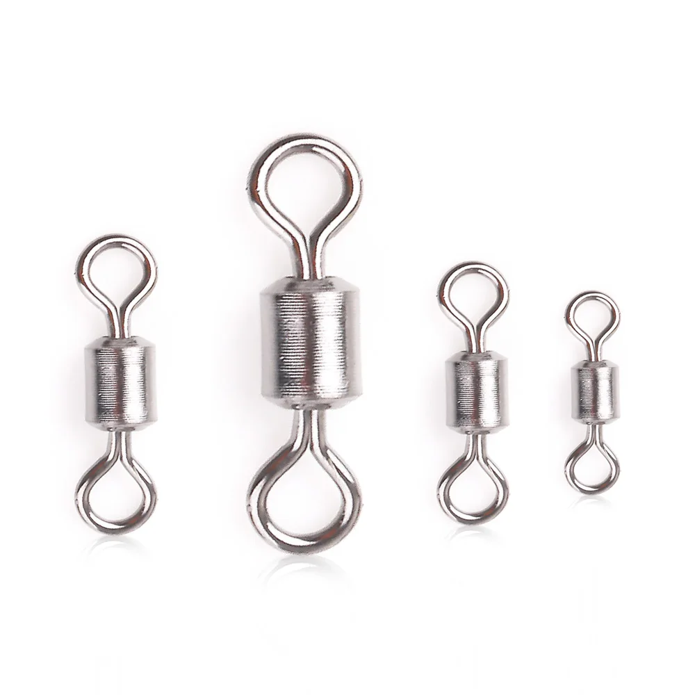 HENGJIA 50pcs/lot Fishing Swivel Connector Copper Solid Eight Words Ring Connector Ball Fishing Accessories Sea