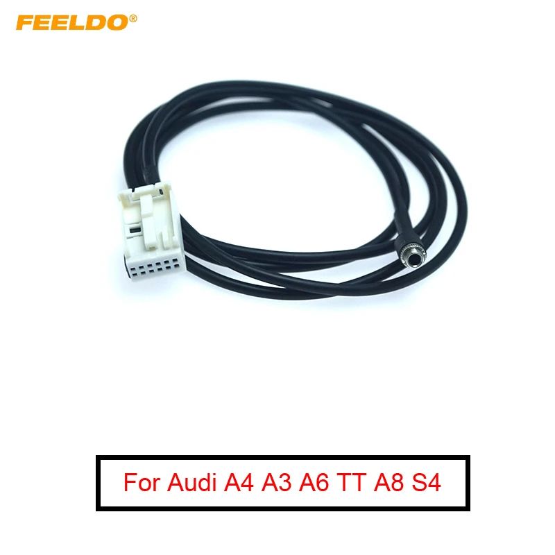 

FEELDO 1Pc Car 3.5mm Female To AUX-IN Audio Wire Cable Adapter for Audi A4 A3 A6 TT A8 S4 Extension Plug Wiring