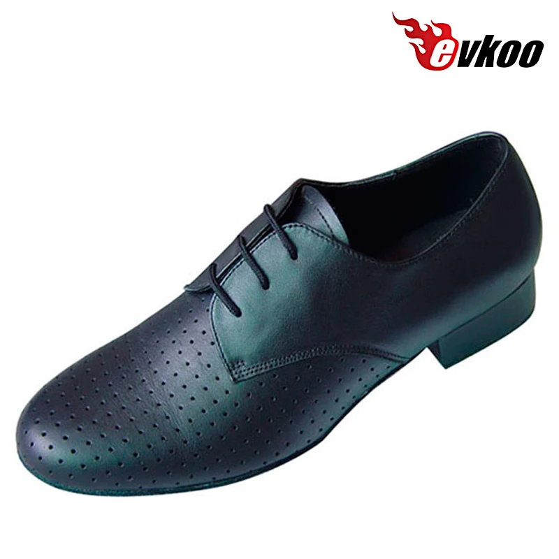 Evkoodance Black  White Color Man's Modern Dance Shoes Professional 2.5cm Heel Soft Shoes Made By Genuine Leather Customize shoe