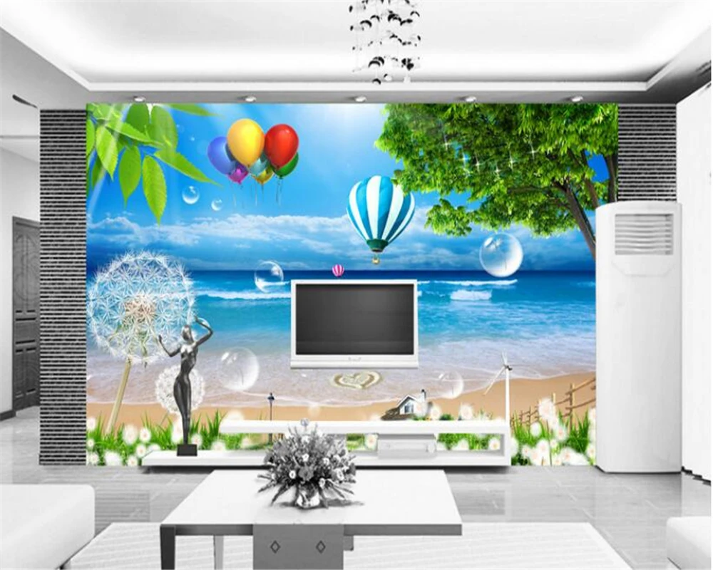 beibehang Personality silk cloth wallpaper charming island scenery fresh and elegant living room background wall murals tapety