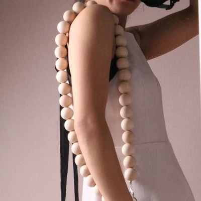 

Wood Plastic Bead Rope Bag Strap Shoulder Belt Handbag DIY Replacement 105cm chain necklace rough shoulder strap Accessoires