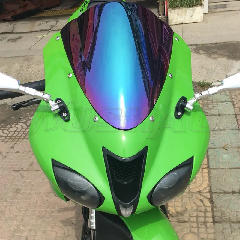 Double Bubble Windshield WindScreen Screen For 2005 2006 2007 2008 Kawasaki Ninja 636 ZX6R ZX-6R ZX10R ZX-10R ZX 6R 10R Black