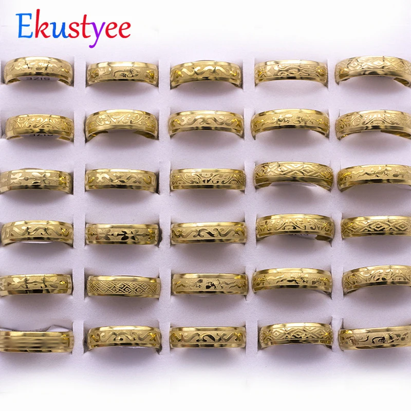 20 PCS/lot Top Quality 6mm Waterproof Sculpture Stainless Steel Rings Party Gifts Jewelry