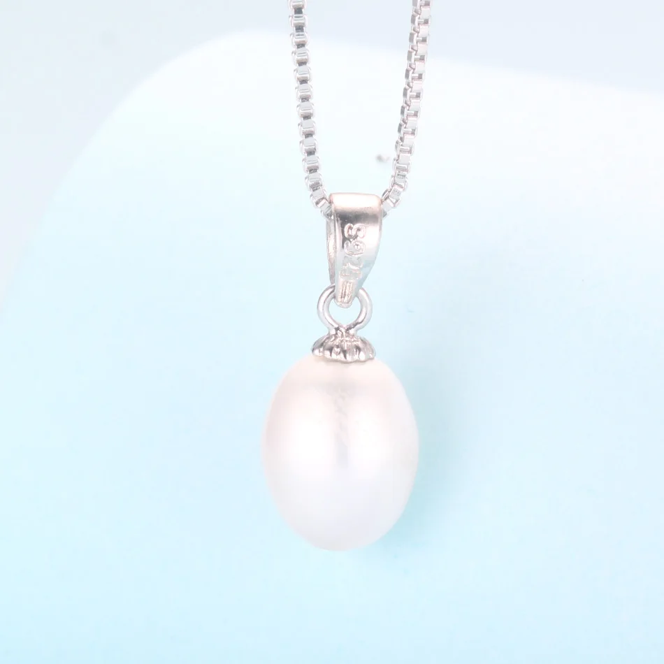 925 sterling silver necklace pendant for women genuine 100% Natural freshwater pearl jewelry 8-9mm wholesale price 4 colors gift