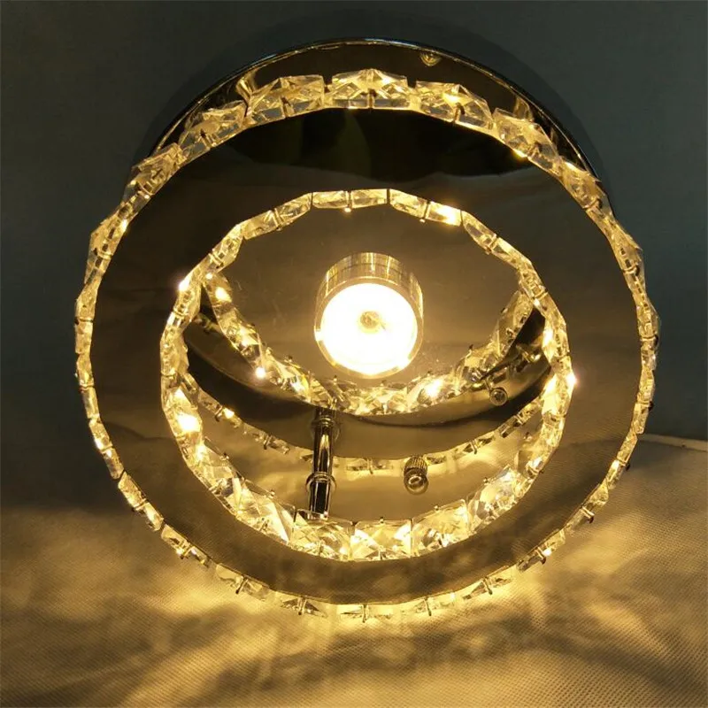 Modern LED Crystal Chandelier Lighting Mirror Rings Ceiling Lamp for Living Room Kitchen Luminaire Home Decor Light Fixture