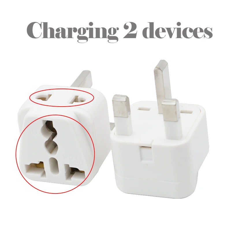 1PC Universal EU US AU to UK 3 Pin AC Power Socket Plug Travel Wall Charger Outlet Adapter Converter Connector UK plug White