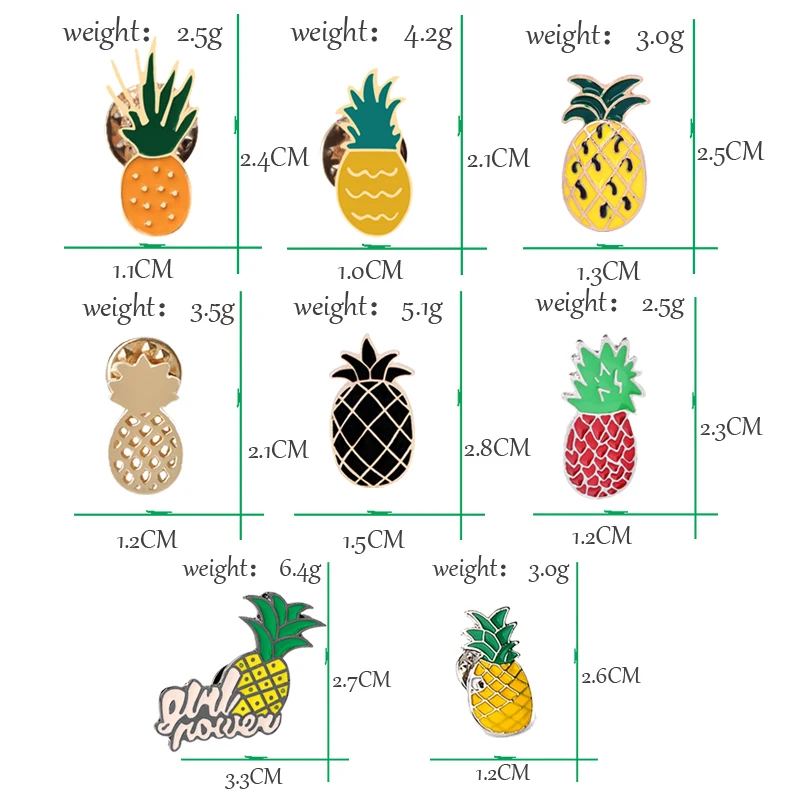 Fashion Fruits Brooches Enamel Pins Cartoon Cute Small Pineapple Badge Custom Bag Lapel Denim Pin Jewelry Gifts for Kids Friends