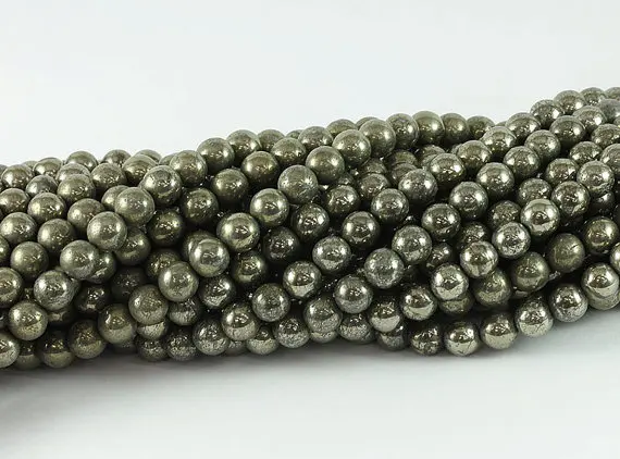 Natural Pyrite Gem stone loose beads 4mm 6mm 8mm 10mm12mm Round Beads, Natural Stone jewelry  beads high polishing 1string