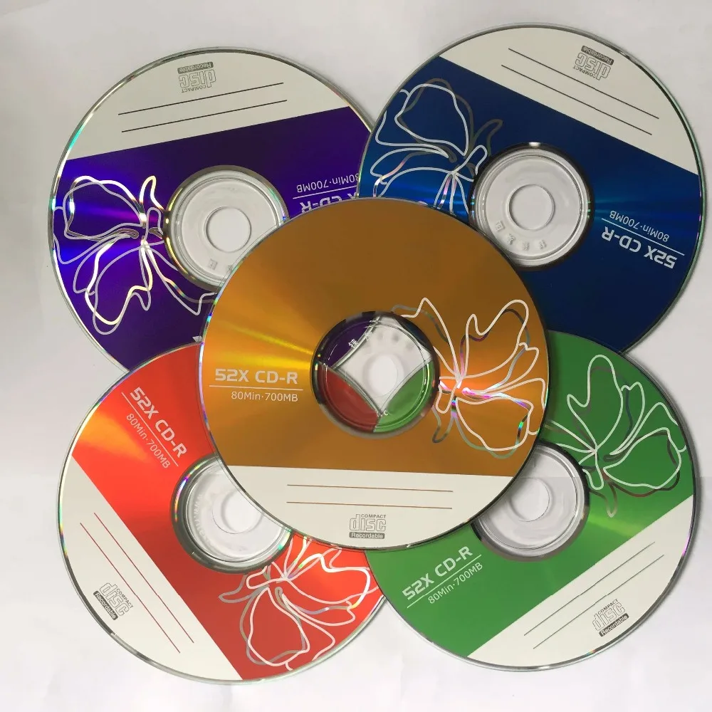 Wholesale 50 Discs Grade A+ 52x 700 MB Blank Multicolored Printed CD-R