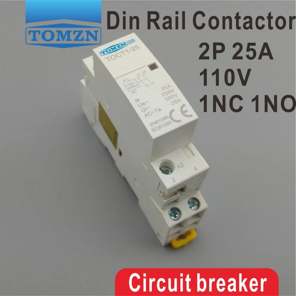 TOCT1 2P 25A 110V COIL 230V 50/60HZ Din rail Household ac Modular contactor 1NC 1NO