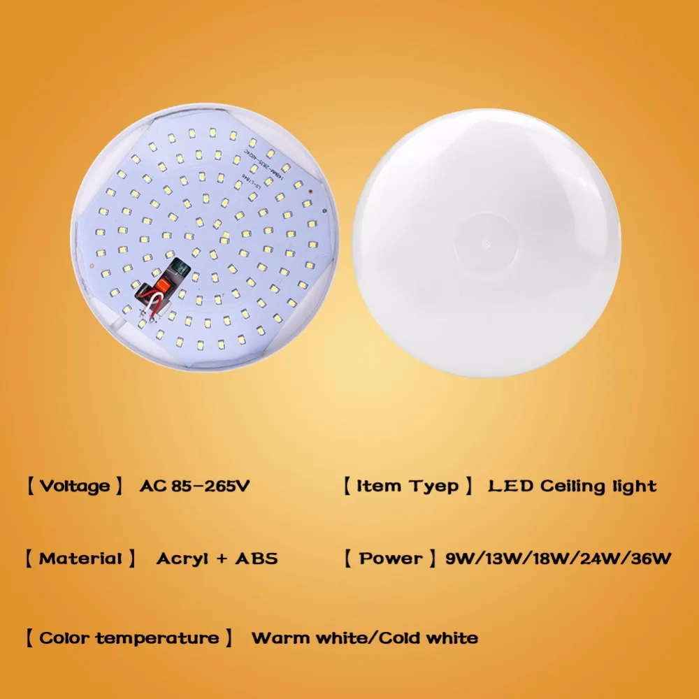 Lampa sufitowa LED nowoczesna 9w 13w 18w 24w 36w natynkowa oprawa oświetleniowa panelowa AC82-265V sypialnia kuchnia lampa do salonu