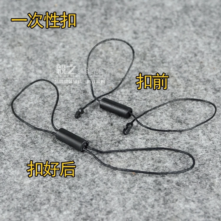 New in stock Good quality black wax hang tag strings in apparel price round two head cord for garment 1000pcs lot