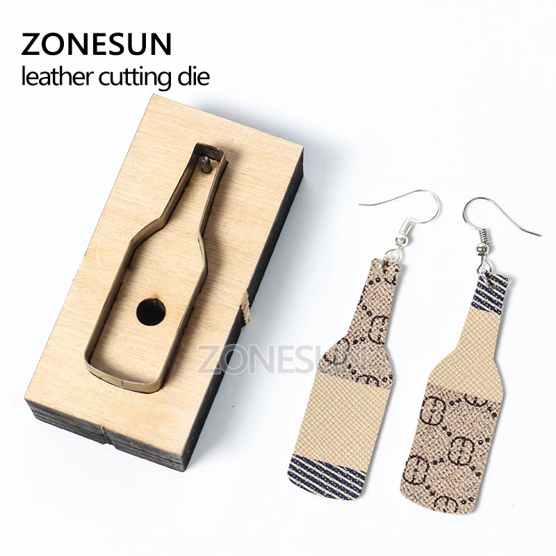 ZONESUN bottle custom leather paper earring decoration cutting steel rule click press die clicker tools handmade handicraft diy