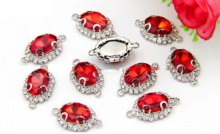 10Pcs Crystal Rhinestone Oval Pendant Connectors Charms for DIY Handmade Necklace Earrings Pendants Jewelry Making Accessories