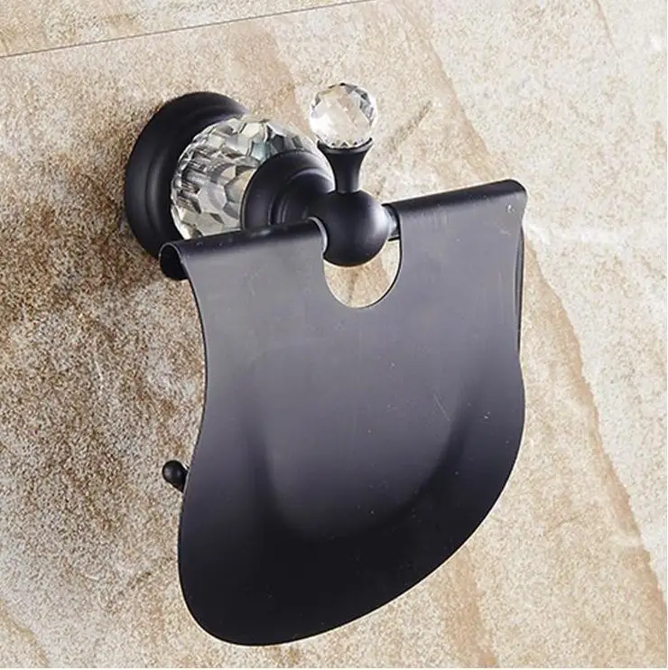 Black Brass &Crystal Bathroom accessories Bath Hardware Set Towel Rack Towel Bar Paper Holder Soap Dish cup holder toilet  JM251