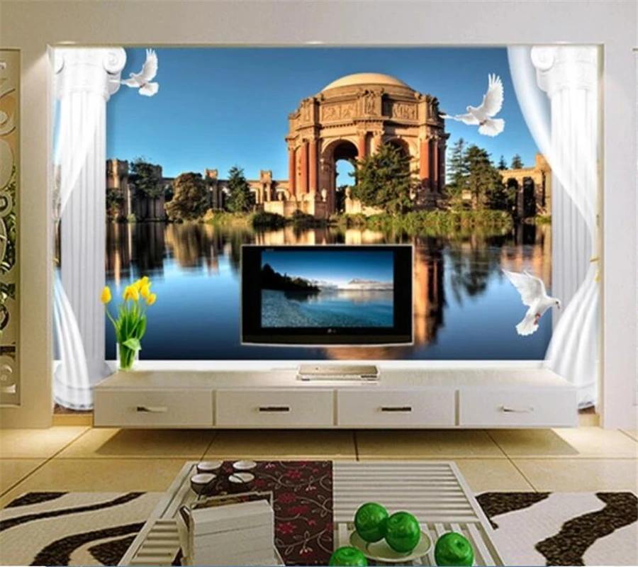 

beibehang Custom wallpaper 3D photo murals European landscape Roman column 3D stereo mural TV background wall painting wallpaper