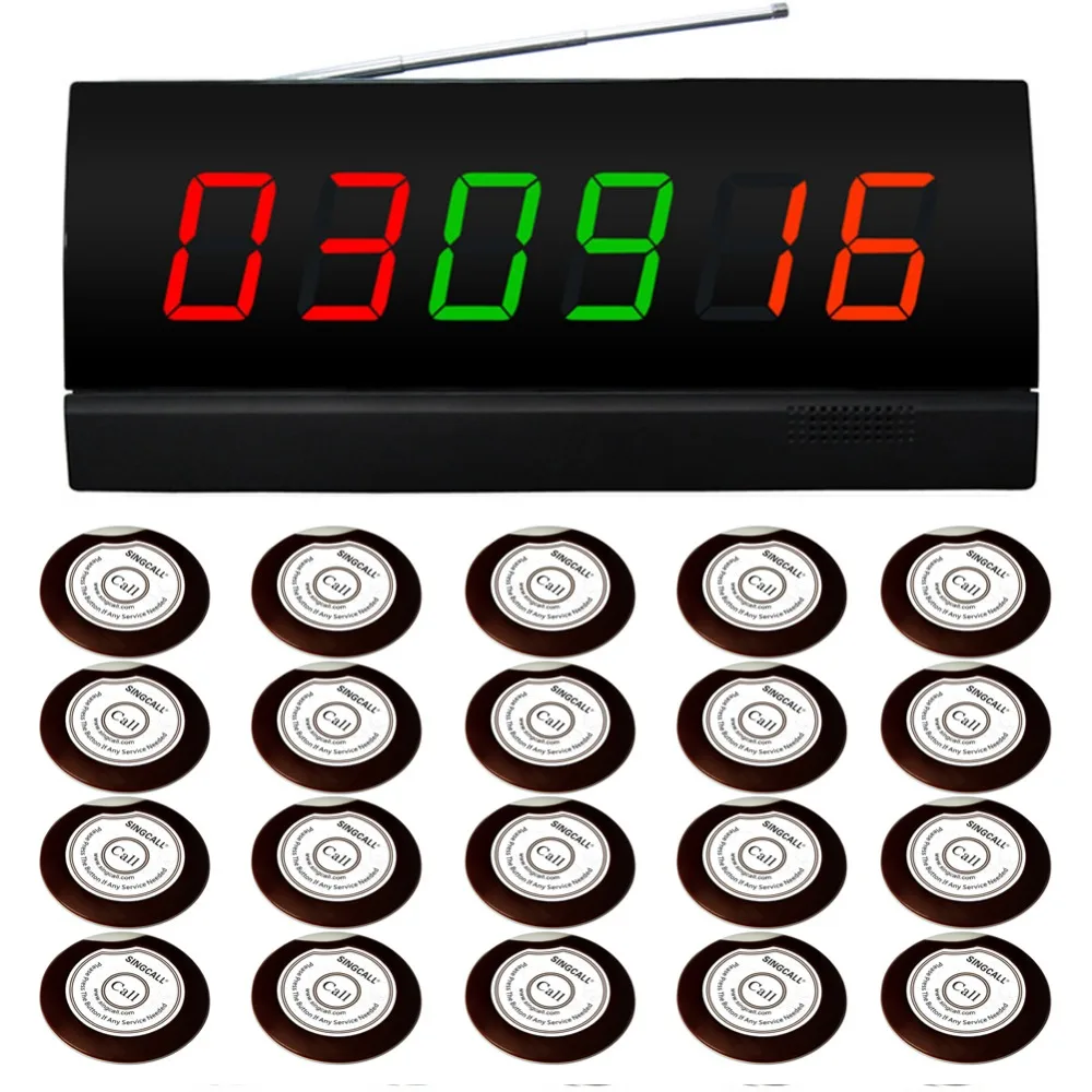 

SINGCALL Wireless Hospital Calling System, for Better Service, 20pcs Service Buttons, 1pc signal Screen Receiver