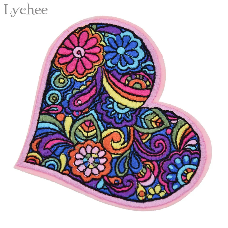 Lychee Life Floral Pattern Embroidered Iron On Patch DIY Embroidery Handmade Crochet Sew On Patch Clothes Appliques