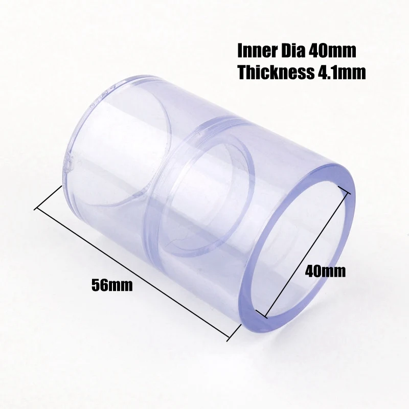 10pcs/lot I.D 40mm Transparent PVC Pipe Connector Aquarium Fish Tank Tube Direct Joints Garden Irrigation Water Pipe Connectors