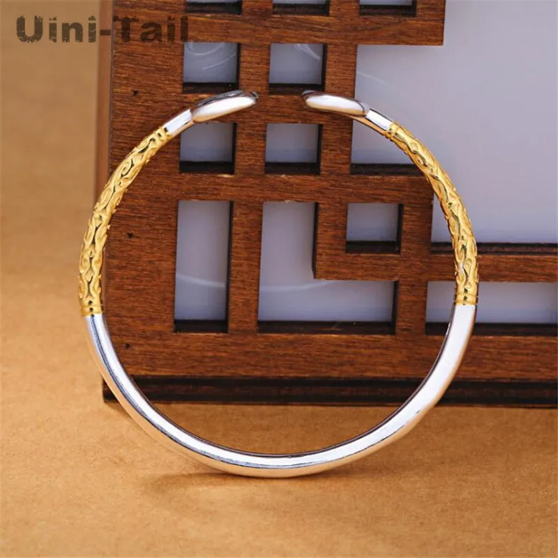 Uini-Tail hot new 925 Tibetan silver genuine tight spells open bracelet fashion tide flow high quality silver jewelry ED151