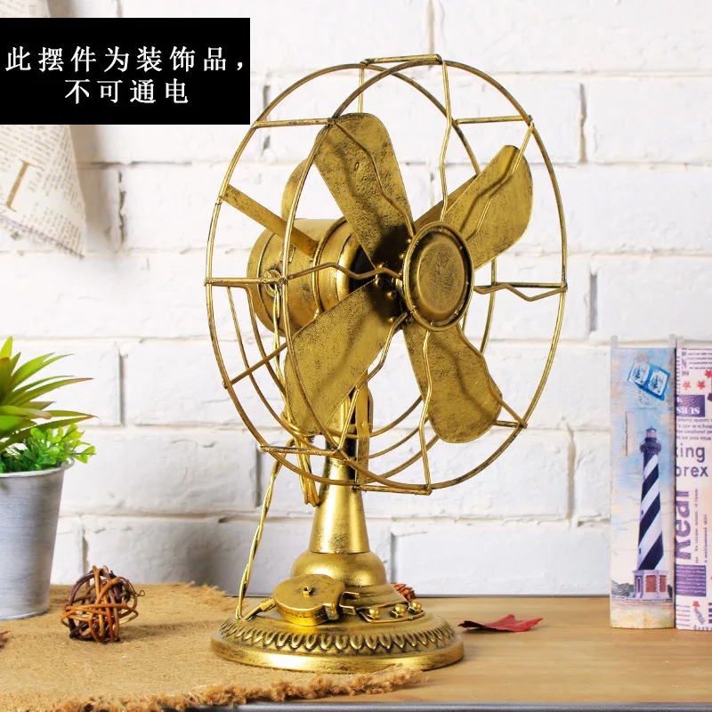 Retro Iron Art Electric Fan Model Home Furnishings Creative Cabinets Decoration Handicrafts Gifts Simulation Photography Props