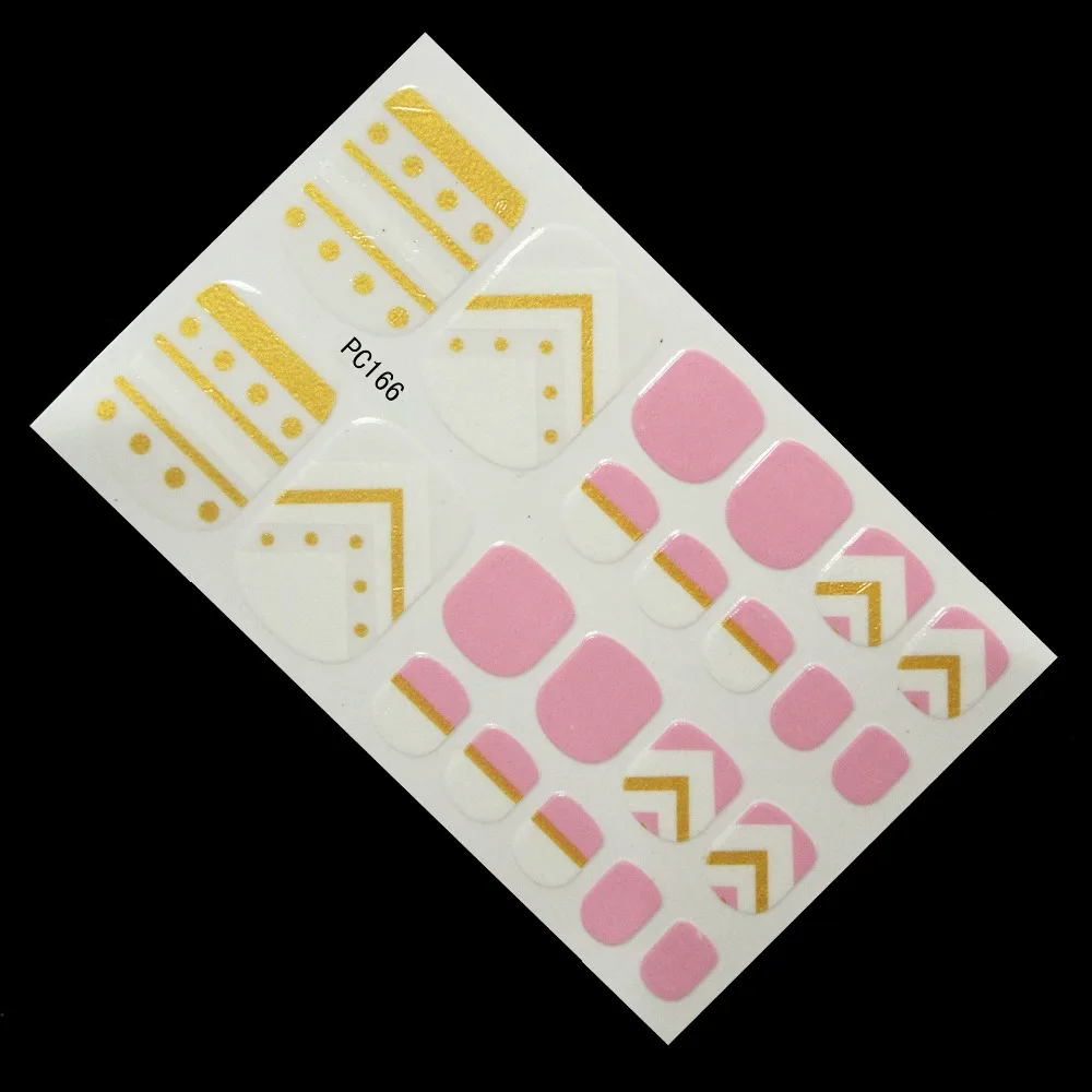 Wholesale Sweet Color Serial 22 tips Toe Art Sticker Popular Self-adhesive Toe Sticker Toe Tip Decoration Wrap Toe Decals 200pks