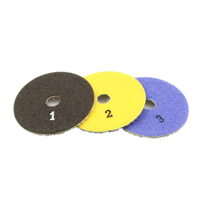 3 Pieces 100Mm Diamond Flexible Wet & Dry Polishing Pads 3 Step Floor Polish For Stone Marble Tile