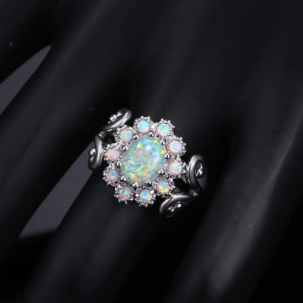 JLR-183  Flower Design White Fire Opal Fashion Jewelry For Women Wedding Ring