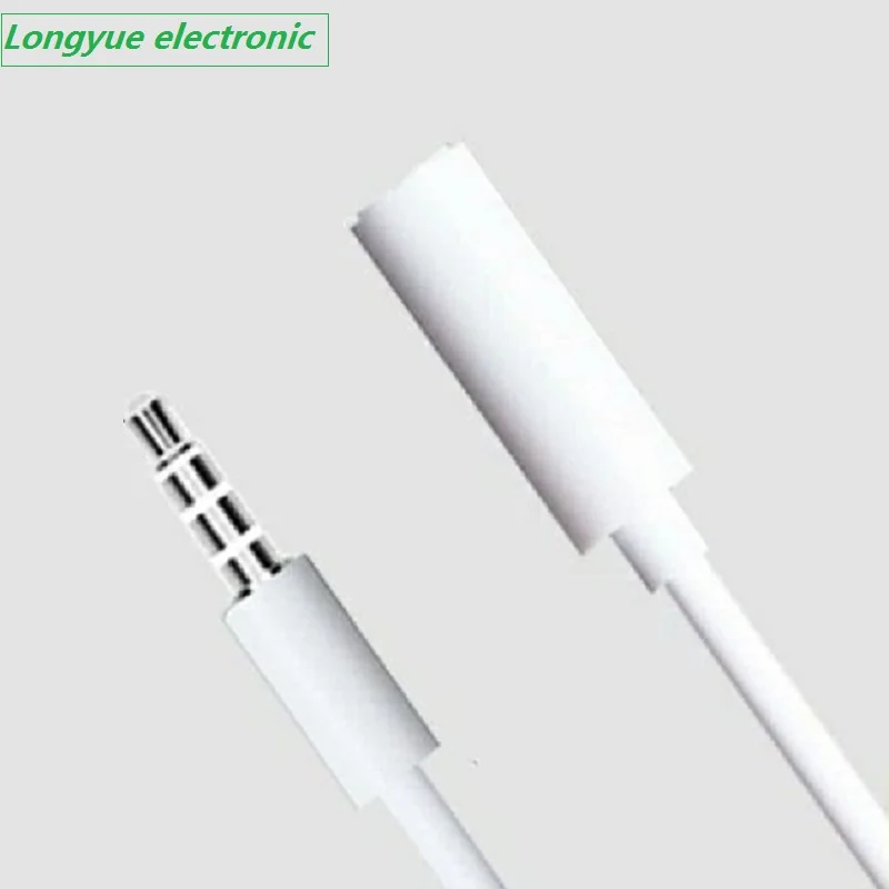 New White color 3.5 mm 4-pole Audio Stereo Headphone Male to Female Extension Cable 100cm Gold Connector