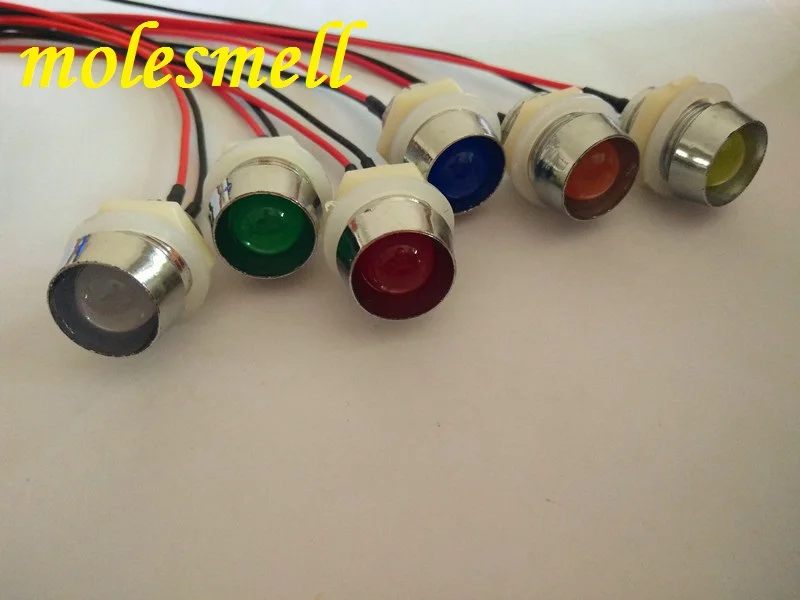 5pcs 10mm 5V DC Pre-Wired diffused LED + Plastic Bezel Holder Light red yellow blue green white orange warm white diffused