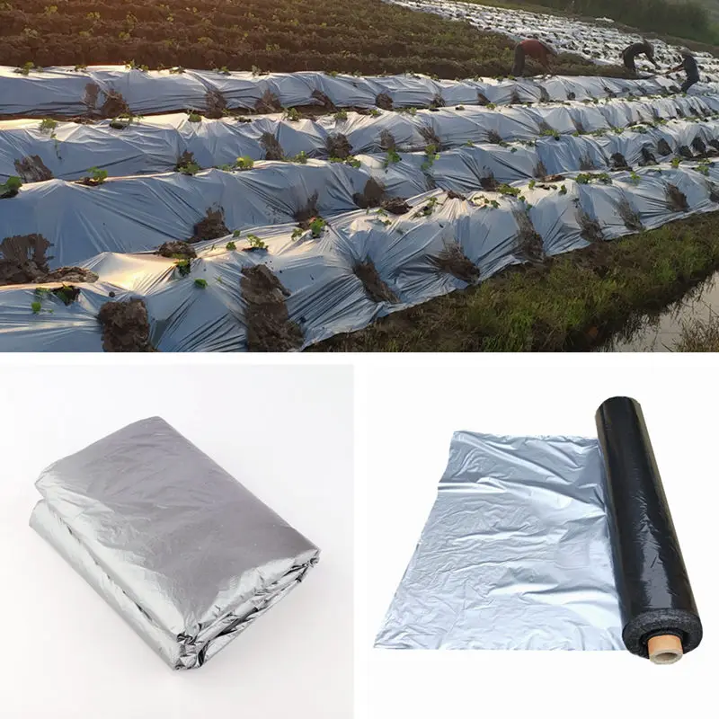 

10m 0.02mm Mulch Film Silver Black Plastic Mulch Agriculture Ground Cover Film Frost Protection Keep Warm Weed Control