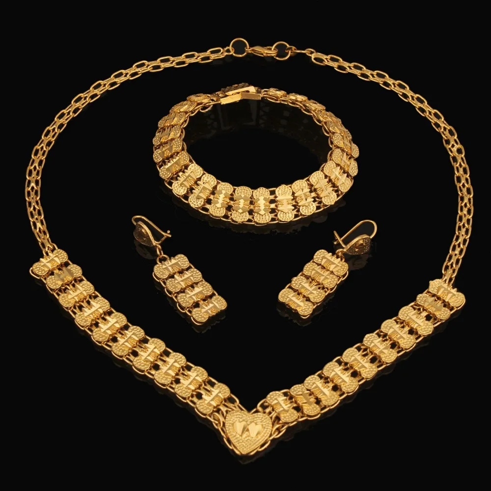 

Traditional Ethiopian Necklace Earring Bracelet jewelry18K Gold Color Jewelry African bridal wedding jewelry sets Free Shipping