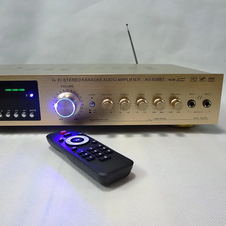 AV-608BT Home 5 channel HiFi home theater karaoke AV Amplifier High Power Radio Bluetooth power amplifier