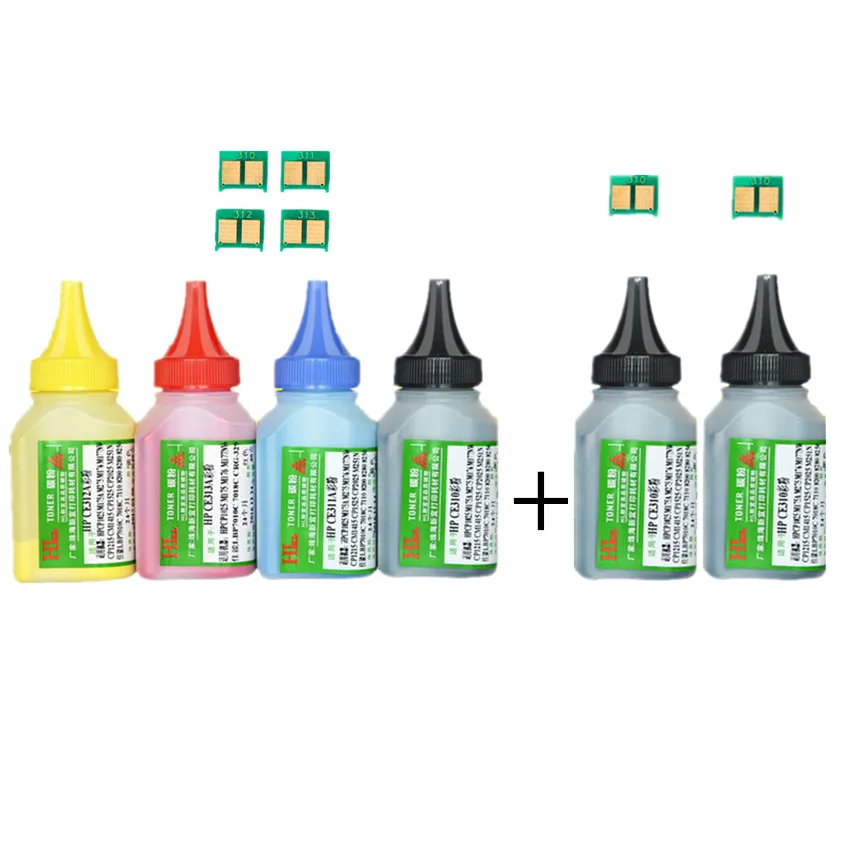 

6 Color toner Powder + 6chip CE310A -313A 126A toner cartridge for For HP LaserJet Pro CP1025 M275 100 Color MFP M175a M175nw