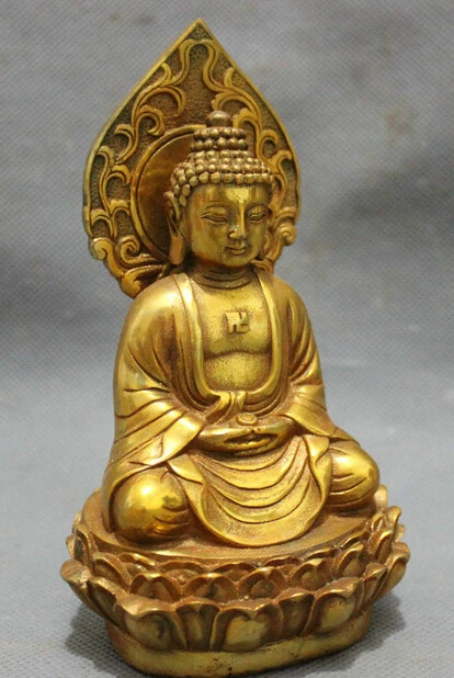 bronze Decoration Pure Brass Good value Lucky Tibetan Buddhism Temple Bronze Gilt Shakyamuni Sakyamuni Buddha Bowl Statue