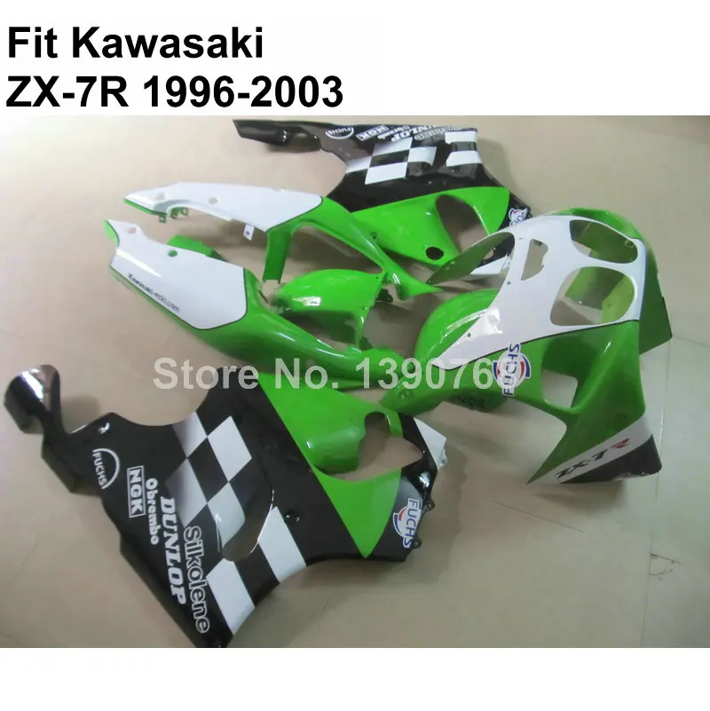 bodywork kit  for Kawasaki Ninja fairings  green white black  ZX7R 96-03  ZX-7R 1996-2002 2003 fairing kit  VT76