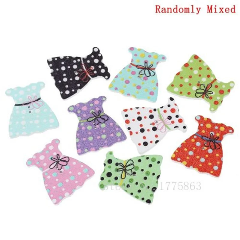 50 Pcs Pretty Polka Dot Dress Buttons. 2 hole. Wooden Buttons, for Sewing, Scrapbooking, Embelishments, Crafts 7NK33