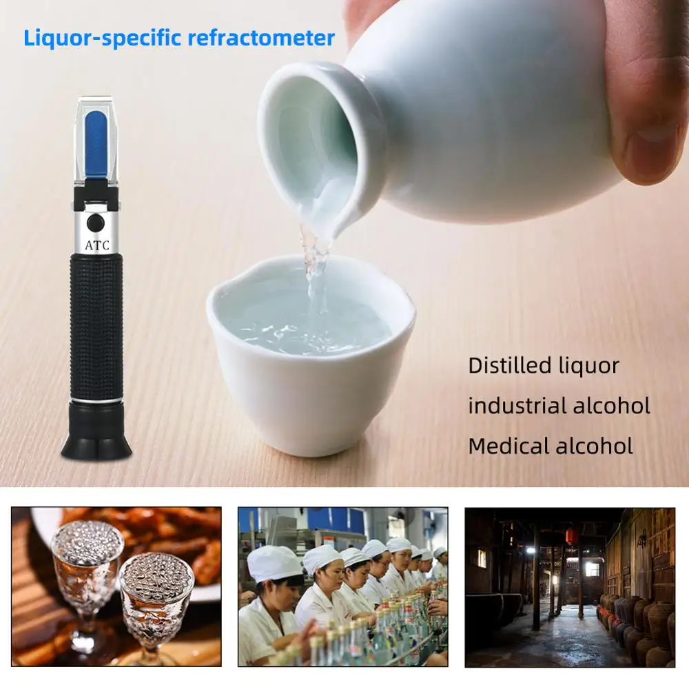 Yieryi Portable Refractometer Design For Liquor Alcohol Content Tester 0-80% V/V ATC Refractometer With The Retail Box