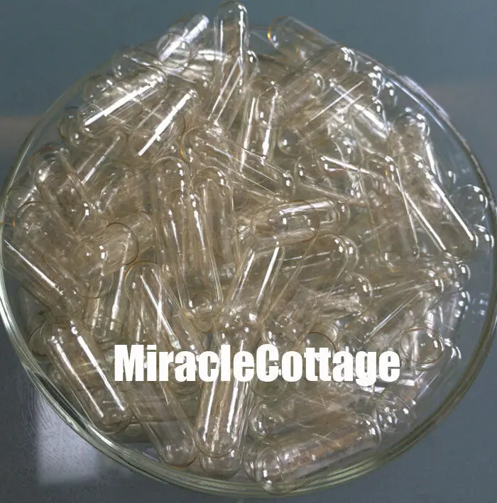 

0# 2000pcs Transparent Gelatin Capsule Shell, Size 0 Clear Empty Capsule---Cap and Body Closed