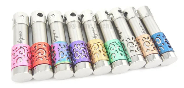 Fashion Couples Perfume Bottle Pendant Free Custom Logo in 316L Stainless Steel Crystal Vial Necklace for Essential Oil