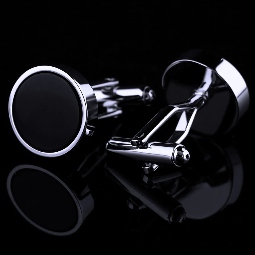KFLK Jewelry French shirt cufflink for mens Brand Classic Black Round Cuff link Wholesale Button Male High Quality guests
