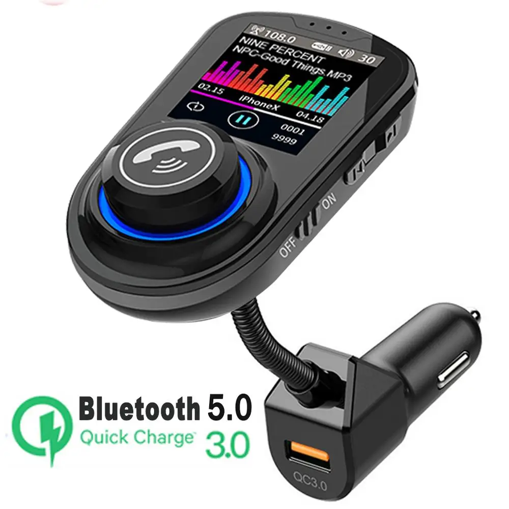 

Автомобильный MP3-плеер JINSERTA 2021, Bluetooth 5,0, FM-передатчик, USB, зарядное устройство QC3.0, U-диск, TF-карта, музыкальный плеер без потерь