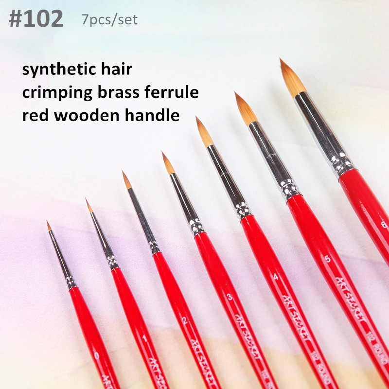 

Artsecret 102 7PC/Set High Quality Korea Taklon Hair Wooden Handle Art Supplies Watercolor Acrylic Paint Artist Brushes