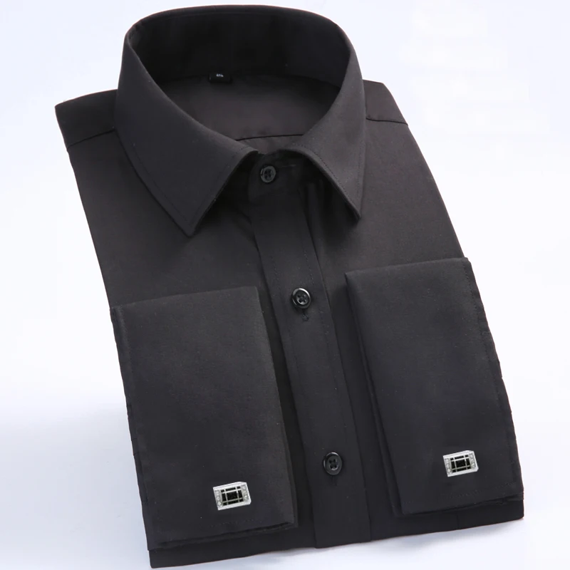 New Men\'s Classic French Cufflinks Shirt Brand Formal Shirts For Men Long Sleeve Dress Shirt Men Camisa Masculina