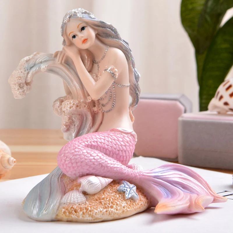 Kawaii Princess Animals Miniature Figurines, Creative Pink Mermaid, Fish, Fairy Garden, Home Decoration Accessories, Living Room