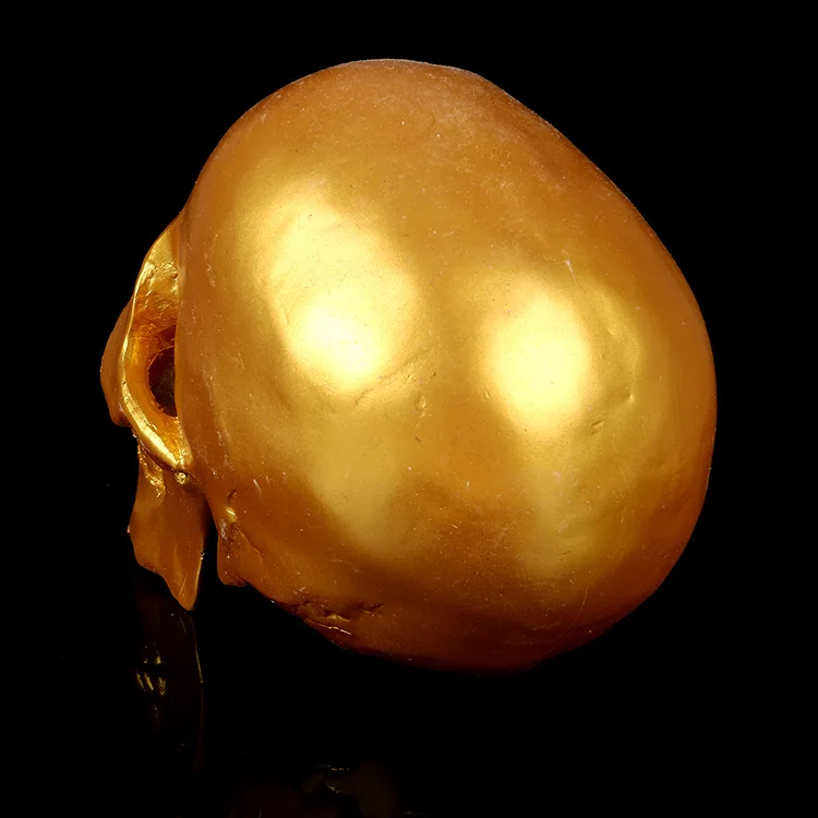 Golden Skull Head 1:1 Life Size Hand Made Decoration Collection Home Decor High Quality Crystal Cranium Skull Model Halloween