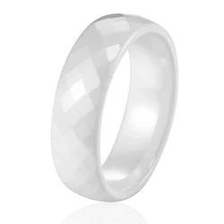 6MM-8MM Wide Rings Comfort Fit Multi Faceted Women White Black Ceramic Ring Engagement Brand Ceramic Jewelry Bague Ceramic Femme